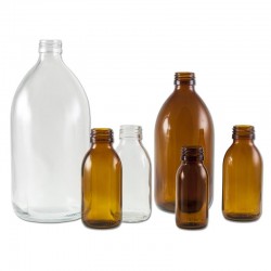 FLACON 60ML VERRE AMBRE FORME ROND BOUCHON FILETAGE 28 x 35