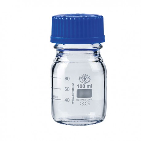 FLACON ISO 250ML VERRE CLAIR GL45 (bouché bleu) SIMAX x 10