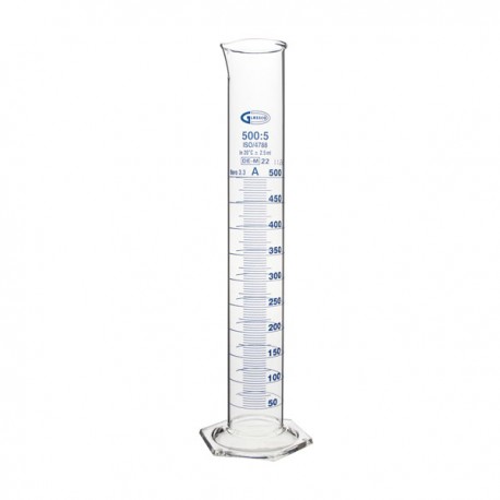 EPROUVETTE 500ML CLASSE A GRADUEE BLEUE GLASSCO